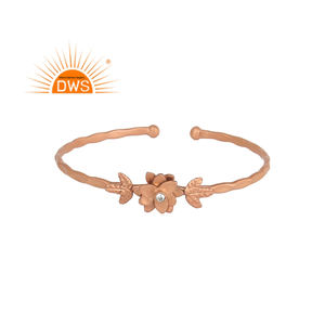 Bracelets à manchette ajustable en laiton, cubiques naturelles, plaqué or Rose, Design à la main, dernier modèle, - Product Image 1