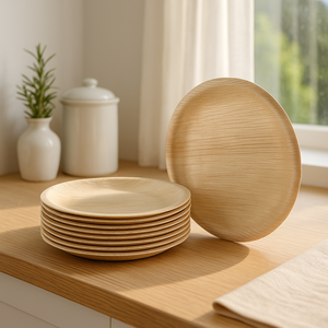 Platos redondos de hoja de palma Areca de 6 pulgadas, platos de postre biodegradables para fiestas y catering, platos de Areca ecológicos - Product Image 5