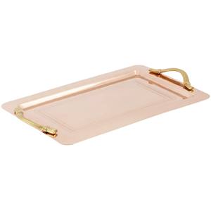 Plateau de service rectangulaire moderne en acier inoxydable avec poignées, finition argentée polie, plateau en métal pour la maison, la cuisine et la salle à manger - Product Image 4