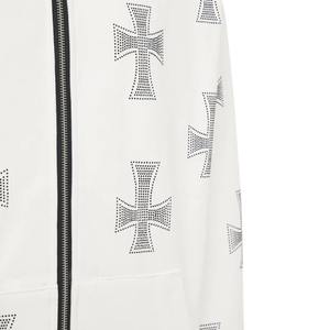 Top Sale <b>Rhinestone</b> <b>Hoodie</b> Streetwear Fall Winter Clothing Pullover <b>Rhinestone</b> Shiny Logo Screen Printed Zipper Fleece <b>Hoodie</b> - Product Image 3