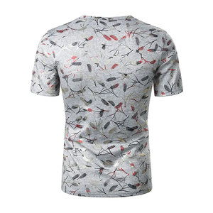 Camiseta Personalizada para Hombre con Cuello en V Gris |   Camiseta con estampado gráfico de ramas florales abstractas |   Ropa Deportiva Sublimada al por Mayor - Product Image 2