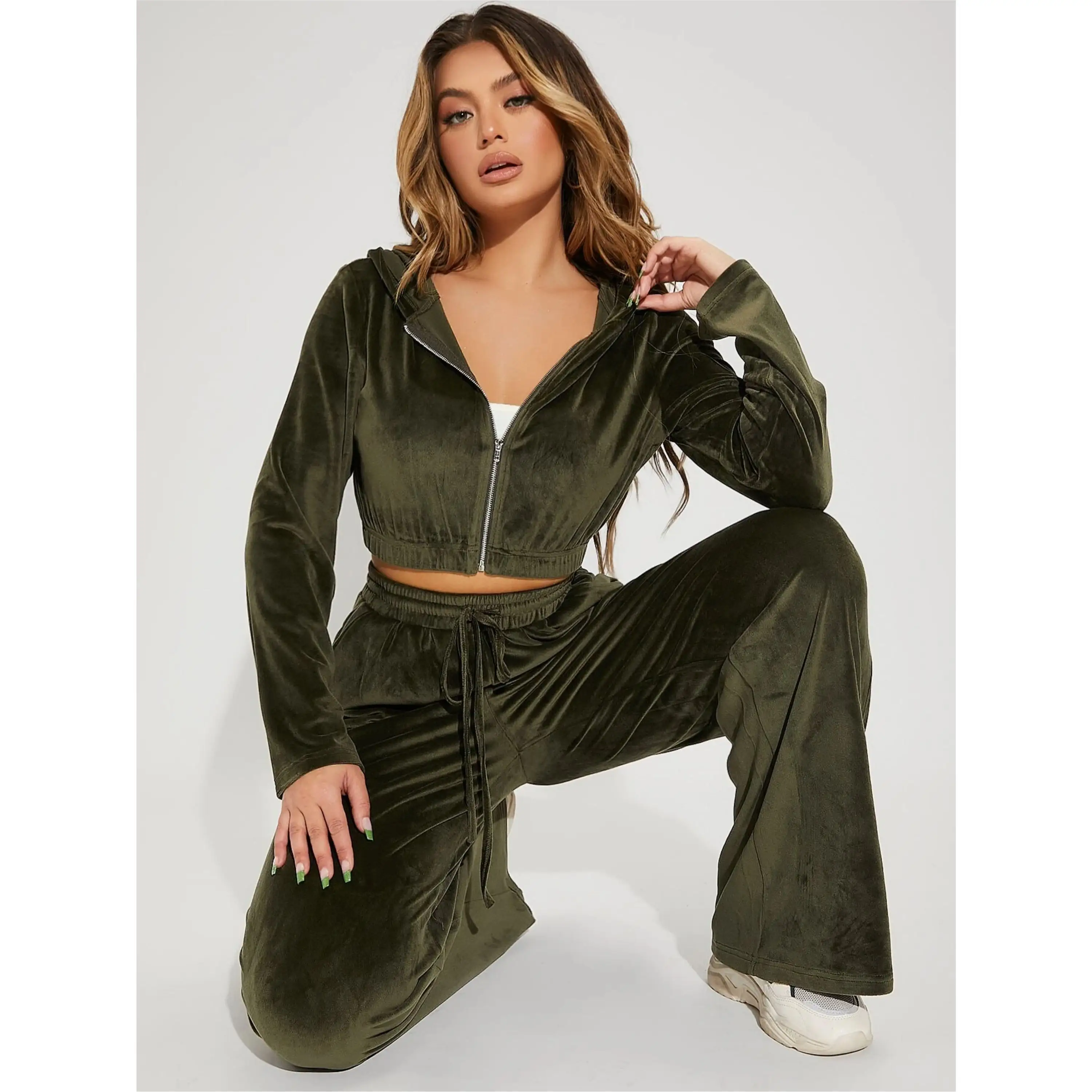 Tracksuit untuk Wanita 2021 Logo Kustom Wanita Tracksuit Sweatsuit Velour Sweatsuit Sweatsuit Track Sweat Jogging Suit Velvet Tracksuit