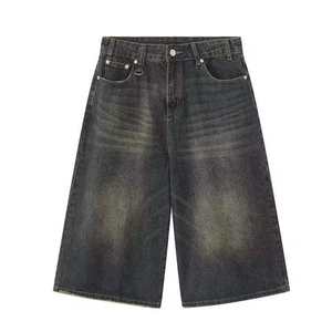 Shorts en jean tricotés décontractés pour hommes, taille mi-haute, coupe droite – Style urbain tendance, lavage écologique, idéal pour le sport, les voyages et les loisirs - Product Image 6