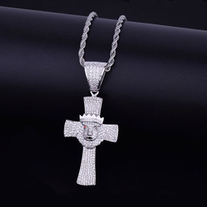 Vente en gros Pendentif croix en or massif 10Kt Style Hip Hop Rond Brillant Cultivé en laboratoire Vvs Diamants Cadeau pour homme - Product Image 4