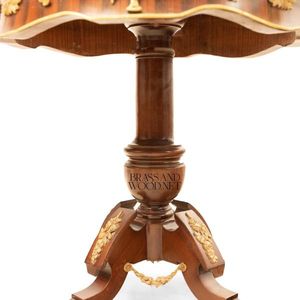 Table d'entrée classique de luxe en marbre, bois et laiton - Product Image 6