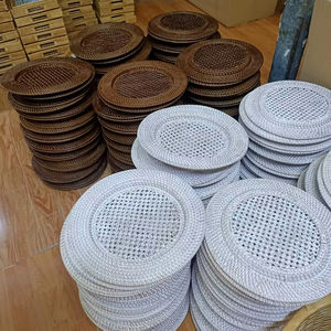 Reusable & durable Rattan Charger Plate Handmade Woven Round <b>Placemat</b> for Table Setting Wedding Party Dinnerware - Product Image 1