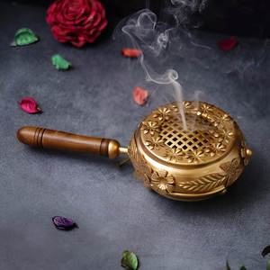 Premium Brass Marble Aromatic <b>Incense</b> Oil Burner Handcrafted Loban Dani Home Office Temple Puja Aarti Dhoop Fall Spring <b>Incense</b> - Product Image 2