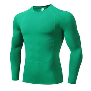 2025 venta al por mayor amarillo liso personalizado manga larga compresión gimnasio camisa hombres secado rápido entrenamiento físico camiseta venta al por mayor ropa de gimnasio - Product Image 5