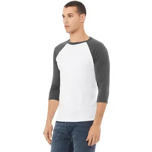 Bella + เสื้อเบสบอลแขน3/4สำหรับทั้งชายและหญิง, เสื้อกีฬาผิวเรียบระบายอากาศได้ดี3200ผ้าแคนวาสสำหรับกิจกรรมนอกสถานที่เล่นกีฬาของผู้ชาย - Product Image 1