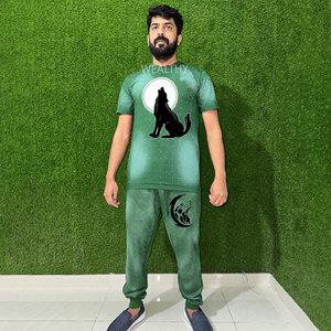 High Street Custom Own Design Two Piece <b>Set</b> Breathable Printed T-Shirt and Trouser Plus Size for Autumn Season - Product Image 1