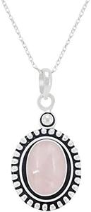 Colgante de moda para mujer, colgante de piedras preciosas de cuarzo rosa de Plata de Ley 925, regalo de boda perfecto para el amor con joyería estampada 925 - Product Image 4