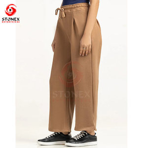 Pantalon à cordon de serrage pour femmes grande taille 100% coton confortable coupe slim pour l'automne avec logo personnalisé |   OEM disponible - Product Image 5