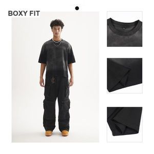 Sunfade สตรีทแวร์ acidwash เสื้อยืด unisex คุณภาพสูงออกแบบได้เอง250gsm ไหล่ตกไซส์ใหญ่พิเศษ - Product Image 4