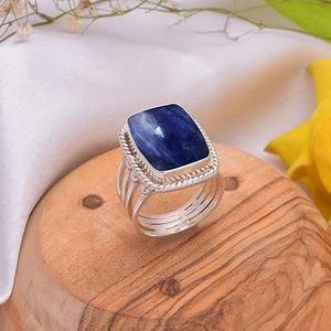 Bague pour filles à la mode en argent sterling 925 pierre précieuse Sodalite bleue faite à la main bijoux en diamant taillé princesse en argent sterling estampillé - Product Image 4