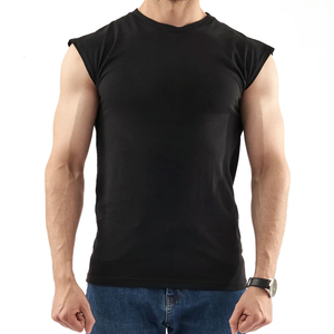 Fabricants de microfibres de haute qualité Oem hauts sans manches personnalisés pour hommes t-shirt hommes blanc solide 100% coton gilet - Product Image 1