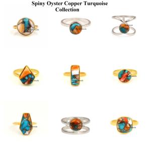 2025 femmes personnalisé 12MM hexagone diamant Mohave huître épineuse cuivre Turquoise éternité Vermeil anneau de haute qualité en gros fête - Product Image 4