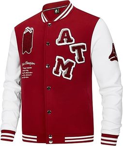 Chaqueta acolchada Softshell de invierno para hombre Mezcla de lana de estilo universitario con patrón de letras universitarias bordadas Posición del logotipo frontal - Product Image 3