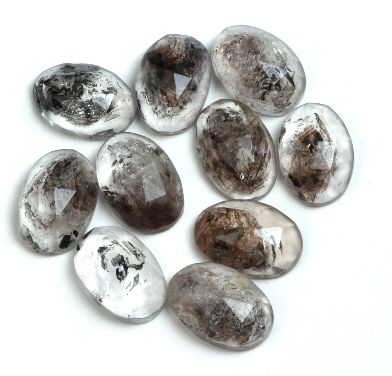 9x13MM Oval Shape Rose Cut Rare Herkimer Diamond Flat Back Natural Loose Gemstone for Your Customize Jewelry Making