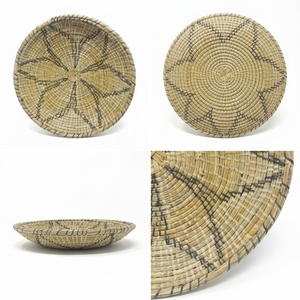 Panier mural suspendu Mendong naturel, plateau rond peu profond, assiette géométrique tribale, bol à fruits, décoration artistique pure pour la maison, artisanat - Product Image 2