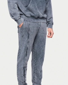 Costume pour homme de haute qualité délavé à l'acide Streetwear personnalisé imprimé grande taille recadrée pour homme pull à capuche et pantalon de survêtement ensemble survêtements - Product Image 6