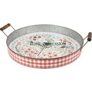 Plateau de service de mariage de luxe avec poignée en métal galvanisé fabriqué à la main revêtement de sécurité alimentaire taille personnalisée galvanisé 3 compartiments - Product Image 3