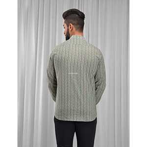 Men's Casual Floral Printed Cotton <b>Shirt</b> with Stand Collar Full Sleeves ODM Supply Woven Poplin Oxford Fabric <b>Patchwork</b> Pattern - Product Image 3