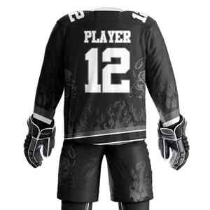 Set Premium Personalizzato di Maglia e Pantaloni da Hockey su Ghiaccio, 100% Poliestere Traspirante e ad Asciugatura Rapida, Abbigliamento Professionale per Allenamento e Partite - Product Image 2