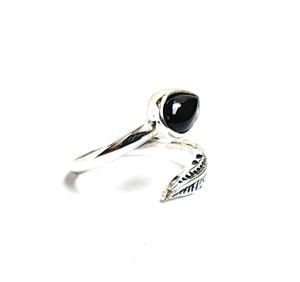 Đen Onyx <span class=keywords><strong>Pear</strong></span> Shape Ring đối với phụ nữ 925 sterling Silver tự nhiên Onyx đá có thể điều chỉnh chất lượng cao đồ trang sức - Product Image 2