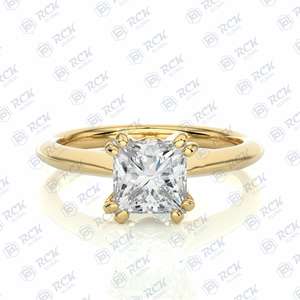 Anillo de moissanita solitario de corte princesa TCW 1,50 para mujer, banda de regalo de aniversario y cumpleaños para el amor - Product Image 6