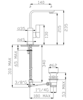 Robinet de salle de bain élégant à un seul trou, fabriqué en Italie à 100 %, avec cartouche en laiton de haute qualité et corps en acier inoxydable, pour la vente au détail et l'exportation
