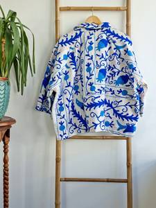 Chaqueta DE TRABAJO Kantha modesta para mujer, abrigo bohemio Unisex de manga tres cuartos hecho a mano - Product Image 4