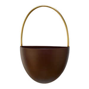 Porte-plantes mural moderne en métal thermolaqué avec poignée dorée, suspendu, pour intérieur et extérieur, décoratif, style américain - Product Image 1