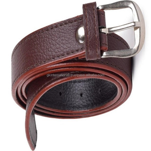 Ceinture décontractée pour homme en cuir de vachette véritable Top Grain avec boucle en laiton nickelé de haute qualité, toutes tailles disponibles - Product Image 1