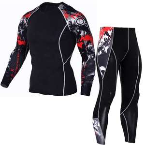 Vente en gros d'usine GAF Chemise de compression pour hommes Sport MMA Rash Guard Logo personnalisé Ensemble de survêtement en polyester/élasthanne à séchage rapide - Product Image 2