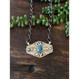 Kingman Turquoise & Sterling Silver Necklace Navajo-<b>Crafted</b> Cultural Collectible Jewelry One-of-a-Kind Piece - Product Image 2