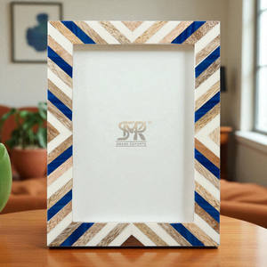 Handcrafted Resin Inlay Hypno Dream Chevron Pattern Modern Creative Stylish Photo Frame Tabletop Display Rotating <b>Paddles</b> Home - Product Image 2