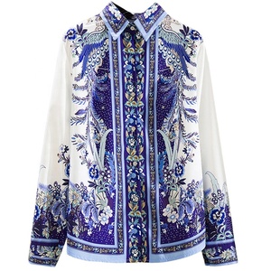 Maglietta a maniche lunghe da <span class=keywords><strong>donna</strong></span> camicette da <span class=keywords><strong>donna</strong></span> eleganti personalizzate alla moda camicie da <span class=keywords><strong>donna</strong></span> con stampa floreale Vintage - Product Image 3