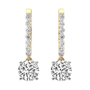 Gripped Claw Set Lab Grown <b>Diamond</b> <b>Dangle</b> <b>Earrings</b> 1 Ct Tw F-G Color VS Clarity 28 <b>Diamonds</b> 14K Solid Gold Secure Hold Sparkle - Product Image 2