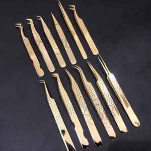 คีมหนีบขนตาปลอมสแตนเลสแบบญี่ปุ่น24K ด้ามเพชรคีมหนีบขนตาปลอม - Product Image 5