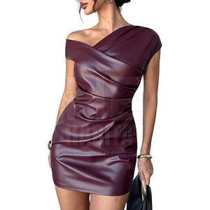 Vestido de Cuero para Mujer de Alta Calidad para Fiestas, Último Estilo, Color Sólido - Product Image 1