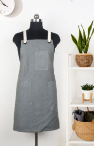 TABLIER PRODUIT TEXTILE ACCUEIL 100% COTON 190 GSM 70X85 CMS COULEUR GRIS CHAMBREY FABRIQUÉ EN FABRICANT ET EXPORTATEUR INDIEN - Product Image 2