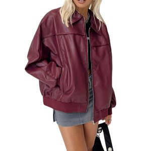 Blouson aviateur en cuir personnalisé avec logo personnalisé imprimé broderie Streetwear mode vêtements d'extérieur d'hiver fournisseur - Product Image 5