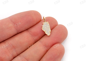 เครื่องประดับประณีตปรับแต่งได้ตามต้องการจี้แผนที่รัฐอิลลินอยส์ทองคำ14K พร้อมเพชรธรรมชาติของขวัญอัญมณีคุณภาพสูง - Product Image 2