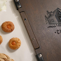 Couverture de menu en bois A4 avec livre de dossier de menu de qualité en cuir de qualité pour café Restaurant Bar Hôtel-Fournitures de restaurant