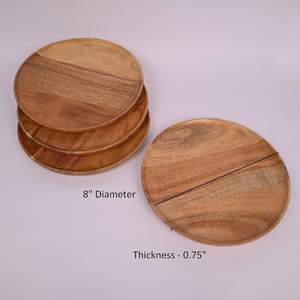 Lot de 4 assiettes à dîner en bois d'acacia pour plats, collation, dessert, assiettes en bois naturel, vaisselle de service pour le dîner - Product Image 5