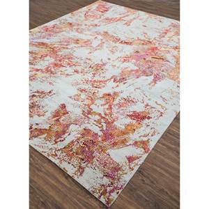 Alfombra Moderna Kavi de Lana y Seda de Bambú Anudada a Mano, Diseño Abstracto Rojo y Naranja Srb(713) para Uso Doméstico - Product Image 2