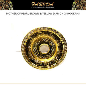 Chichas de luxe en acier inoxydable plaqué or avec nacre égyptienne et diamants bruns et jaunes - Product Image 5