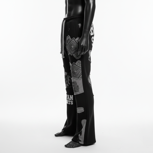 Pantalon homme tendance en denim délavé, 320 GSM, doux et chaud, noir avec panneau gris, logo personnalisé brodé, impression tendance - Product Image 4