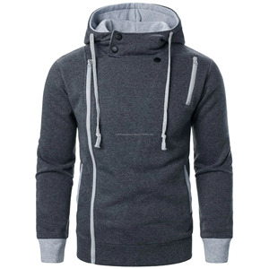 Autumn <b>Men's</b> Casual Slim Sports Sweatshirts New Fashion Hooded <b>Jackets</b> with Side Zipper and Button Neck Warm Sports Hoodies - Product Image 5