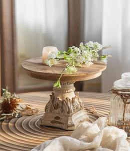 Support à gâteau artisanal en bois d'acacia de qualité supérieure, écologique, compatible lave-vaisselle, rustique et élégant, pour mariages et événements - Product Image 6